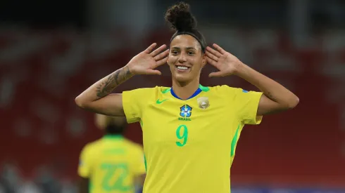 QUITO, ECUADOR – JULY 29: Amanda Gutierres of Brazil celebrates after scoring the team's fourth goal during the CONMEBOL Copa America Femenina 2025 Semifinal match between Brazil and Uruguay at Rodrigo Paz Delgado Stadium on July 29, 2025 in Quito, Ecuador. (Photo by Franklin Jacome/Getty Images)
