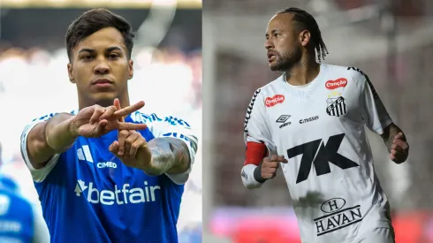 Kaio Jorge e Neymar vão se enfrentar em Cruzeiro x Santos – Fotos: Reprodução/AGIF
