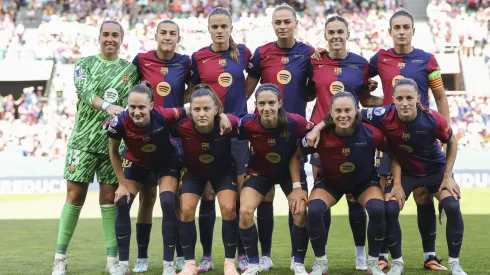 LISBON, PORTUGAL – MAY 24: Players of FC Barcelona pose for a team photo prior to the UEFA Women's Champions League final match between Arsenal WFC and FC Barcelona at Estadio Jose Alvalade on May 24, 2025 in Lisbon, Portugal. (Photo by Maja Hitij/Getty Images)