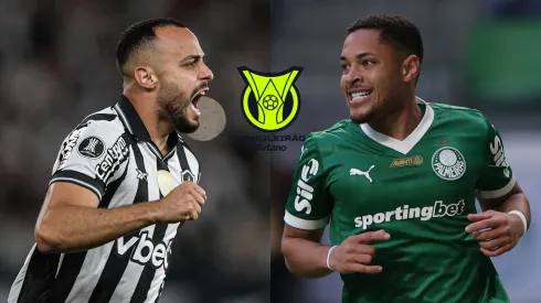Arthur Cabral do Botafogo e Vitor Roque do Palmeiras – Foto: AGIF