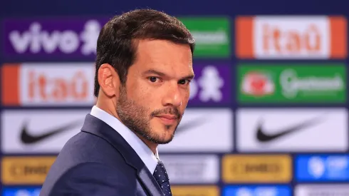 RIO DE JANEIRO, BRAZIL – MAY 26: The newly elected President of the Brazilian Football Confederation (CBF), Samir Xaud during a press conference to announce Ancelotti as the new coach of the Brazilian Football team during a press conference at Grand Hyatt Hotel on May 26, 2025 in Rio de Janeiro, Brazil. (Photo by Buda Mendes/Getty Images)