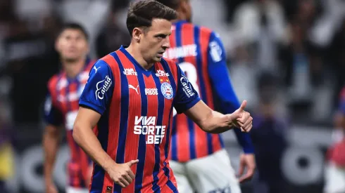 Arias, jogador do Bahia, durante partida contra o Corinthians no estadio Arena Corinthians pelo campeonato Brasileiro A 2025. Foto: Ettore Chiereguini/AGIF