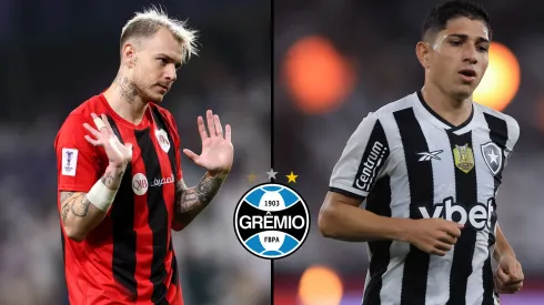 Roger Guedes em partida pelo Al-Rayyan (Foto: Francois Nel/Getty Images) e Savarino em partida pelo campeonato brasileiro (Foto: Buda Mendes/Getty Images)