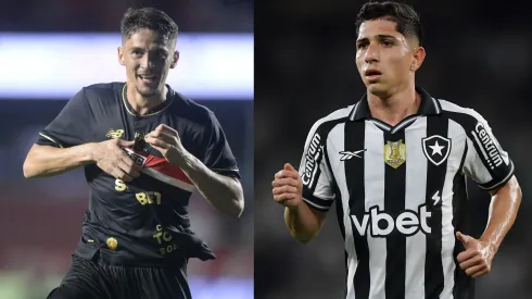 Pablo Maia e Savarino são se enfrentar em São Paulo x Botafogo – Fotos: Alan Morici/AGIF e Foto: Thiago Ribeiro/AGIF