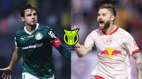 Raphael Veiga do Palmeiras e Eduardo Sasha do Bragantino – Fotos: Ettore Chiereguini/AGIF e Diogo Reis/AGIF