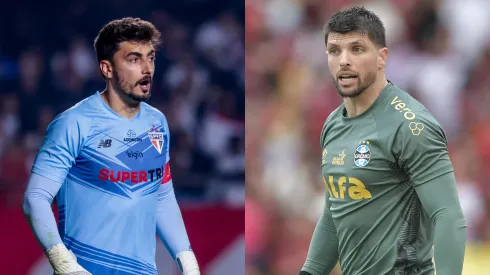 Rafael goleiro do São Paulo e Tiago Volpi goleiro do Grêmio – Fotos: Marcello Zambrana/AGIF e Thiago Ribeiro/AGIF