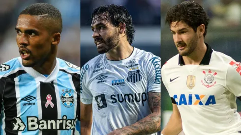Douglas Costa, Ricardo Goulart e Pato foram algumas decepções do futebol brasileiro. Fotos: Pedro H. Tesch/AGIF, Diogo Reis/AGIF e Ramiro Furquim/AGIF