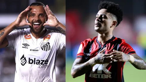 Guilherme e Matheuzinho vão se enfrentar em Santos x Vitória – Fotos: Marcello Zambrana/AGIF e Jhony Pinho/AGIF