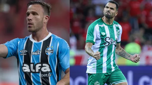Arthur e Gilberto vão se enfrentar em Grêmio x Juventude – Fotos: Liamara Polli/AGIF e Maxi Franzoi/AGIF