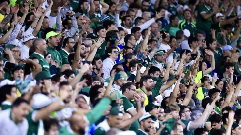 Torcida do Palmeiras durante partida contra LDU no estadio Arena Allianz Parque pelo campeonato Copa Libertadores 2025. Foto: Marcello Zambrana/AGIF