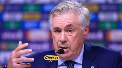 Ancelotti durante coletiva. Photo by Buda Mendes/Getty Images