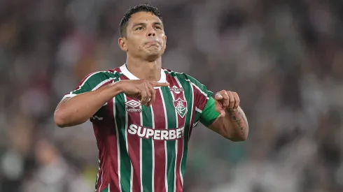 Thiago Silva, jogador do Fluminense, comemora seu gol durante partida contra o Bahia no estadio Maracana pelo campeonato Copa Do Brasil 2025. Foto: Thiago Ribeiro/AGIF