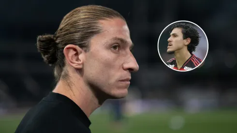 Filipe Luís fala sobre Pedro em final. FotoxFoto: Filipe Luís (Jorge Rodrigues/AGIF); Pedro (Thiago Ribeiro/AGIF)