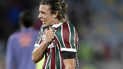 RJ – RIO DE JANEIRO – 19/11/2025 – BRASILEIRO A 2025, FLUMINENSE X FLAMENGO – Canobbio jogador do Fluminense comemora vitoria apos a partida contra o Flamengo no estadio Maracana pelo campeonato Brasileiro A 2025. Foto: Alexandre Loureiro/AGIF