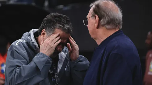 SP – SAO PAULO – 20/11/2025 – BRASILEIRO A 2025, CORINTHIANS X SAO PAULO – Osmar Stabile presidente do Corinthians e Julio Casares presidente do Sao Paulo durante partida no estadio Arena Corinthians pelo campeonato Brasileiro A 2025. Foto: Ettore Chiereguini/AGIF