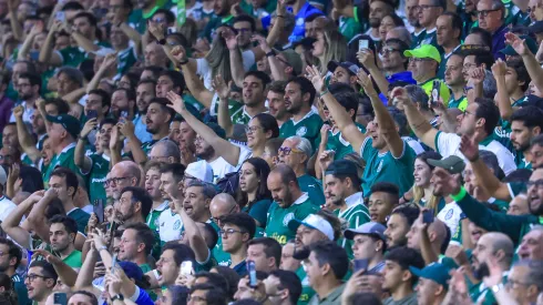 Torcida do Palmeiras durante partida contra Sao Paulo no estadio Arena Allianz Parque pelo campeonato Paulista 2025. Foto: Marcello Zambrana/AGIF