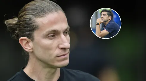 Filipe Luís expõe reação sobre gols do Grêmio. FotoxFoto: Filipe Luís (Thiago Ribeiro/AGIF); Abel (Maxi Franzoi/AGIF)