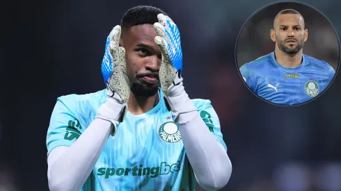 Carlos Miguel larga em vantagem em relação a Weverton para final contra o Flamengo no próximo sábado (29) – Fotos: Thiago Ribeiro e Ettore Chiereguini/AGIF