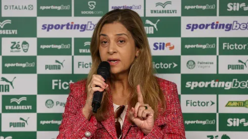 Leila Pereira durante entrevista na sede do Palmeiras – Foto: Cesar Greco/Palmeiras/by Canon