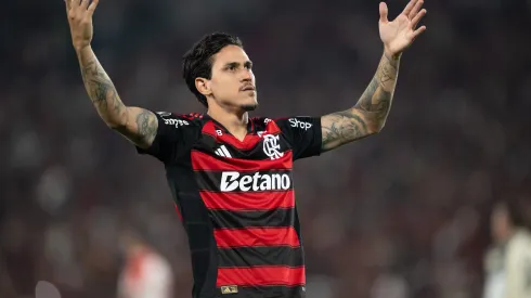 Pedro comemora gol diante do Estudiantes. Foto: Jorge Rodrigues/AGIF