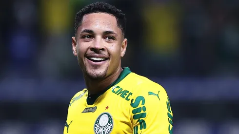 Vitor Roque jogador do Palmeiras durante partida contra o Fluminense no estadio Arena Allianz Parque pelo campeonato Brasileiro A 2025. Foto: Ettore Chiereguini/AGIF