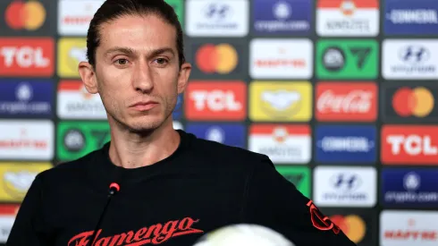 Filipe Luís durante a coletiva de imprensa. Photo by Buda Mendes/Getty Images