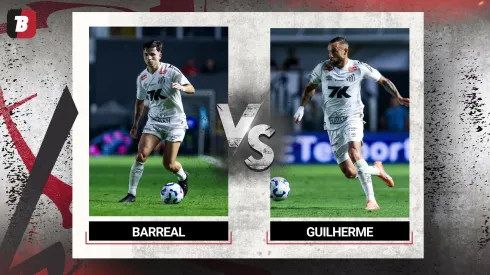 Barreal e Guilherme no Santos. Fotos: Ricardo Moreira/Getty Images
