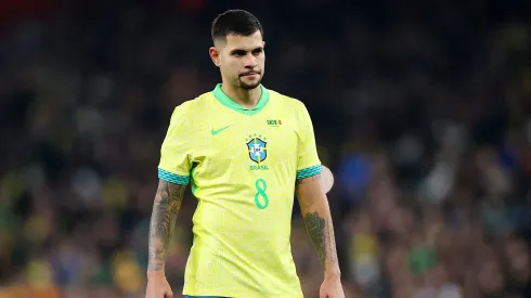 LONDON, ENGLAND – NOVEMBER 15: Bruno Guimarães of Brazil during the International Friendly match between Brazil and Senegal at Emirates Stadium on November 15, 2025 in London, England. (Photo by Harry Murphy/Getty Images)