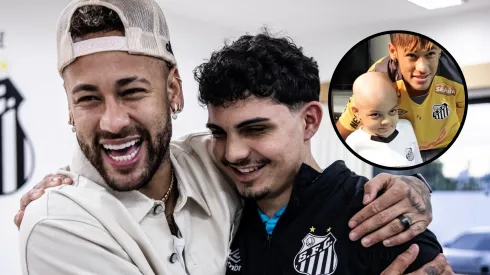 Neymar reencontra torcedor ilustre do Santos. Foto: Raul Baretta/ Santos FC.