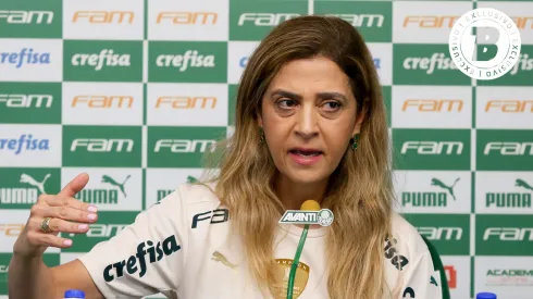 Leila Pereira presidente do Palmeiras durante coletiva de imprensa