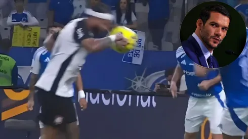 Gol de Memphis contra o Cruzeiro causou dúvida sobre toque de mão na origem – Foto: Reprodução/SporTV e Buda Mendes/Getty Images