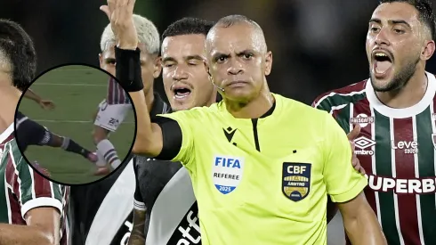 Wilton Pereira Sampaio tomou decisão polêmica em Fluminense X Vasco. Fotos: Alexandre Loureiro/AGIF e Reprodução/Sportv