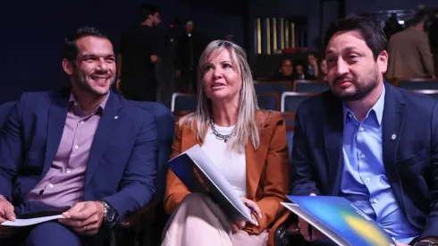 Samir Xaud, Cris Gambaré e Arthur Elias durante convocação. Foto: Livia Villas Boas/CBF