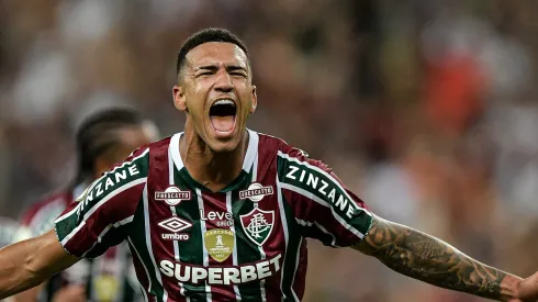 Kaua Elias ex-jogador do Fluminense comemora seu gol durante partida contra o Grêmio