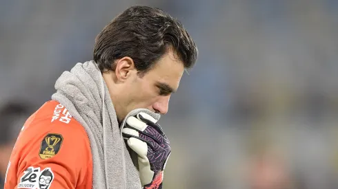 Léo Jardim goleiro do Vasco lamenta derrota ao final da partida contra o Corinthians. Foto: Thiago Ribeiro/AGIF