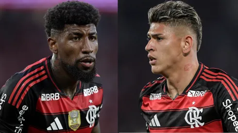 Emerson Royal e Jorge Carrascal. Fotos: Thiago Ribeiro/AGIF