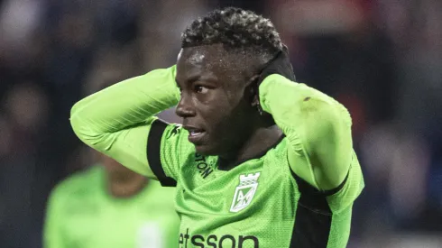 Marino Hinestroza do Atletico Nacional atuando pelo clube. (Photo by Ernesto Ryan/Getty Images)