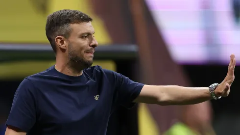 ATLANTA, GEORGIA – JUNE 19: Manager Martin Anselmi of FC Porto calls out during the first half of the FIFA Club World Cup 2025 group A match between Internacional CF Miami and FC Porto at Mercedes-Benz Stadium on June 19, 2025 in Atlanta, Georgia. (Photo by Kevin C. Cox/Getty Images)