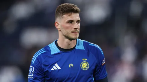 RIYADH, SAUDI ARABIA – APRIL 04: Bento of Al Nassr looks on during the warm up prior to the Saudi Pro League match between Al Hilal v Al Nassr in the Kingdom Arena on April 04, 2025 in Riyadh, Saudi Arabia. (Photo by Yasser Bakhsh/Getty Images)
