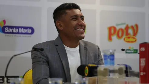 Paulinho durante sua apresentação oficial como coordenador técnico do Mirassol. Foto: Pedro Zacchi/AGIF