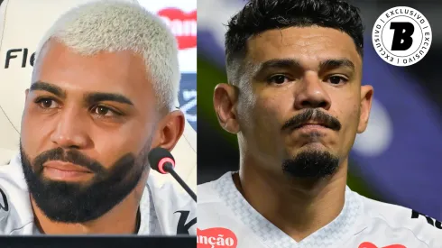 Gabigol e Tiquinho Soares vão disputar a titularidade no Santos – Fotos: Jota Erre/AGIF