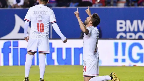 Oribe celebrando su tanto ante el Atlético de San Luis
