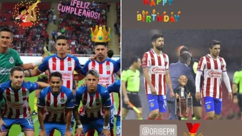 Los jugadores de Chivas de Guadalajara saludaron a Oribe Peralta por su cumpleaños 37