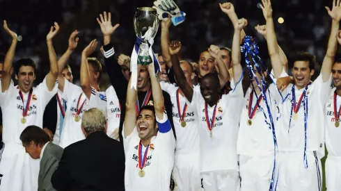 Fernando Hierro lifts the trophy
