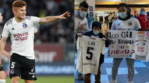 Leo Gil no tuvo problemas para regalarle su camiseta a un joven hincha albo.