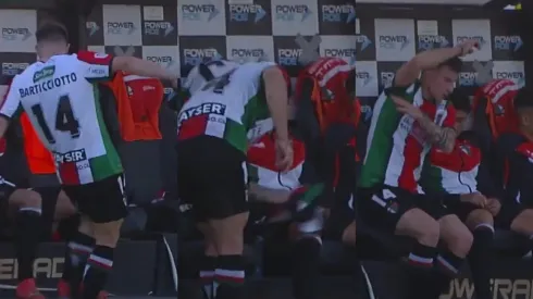 El delantero no le gustó para nada el cambio en el segundo tiempo.