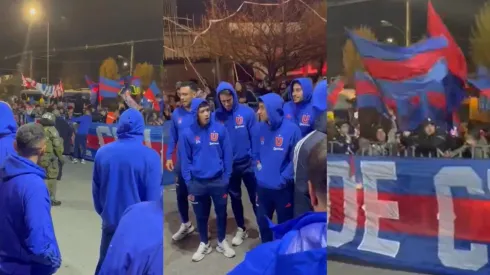 Jugadores de la U compartieron con los fanáticos que realizaron un banderazo en Chillán.