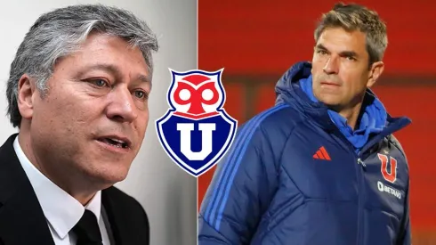 Patricio Yáñez sale a defender con todo a Mauricio Pellegrino en la Universidad de Chile