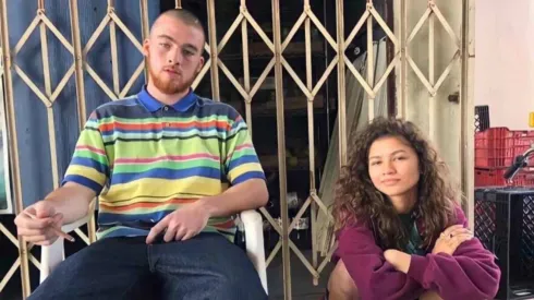 Angus Cloud y Zendaya en el set de Euphoria.