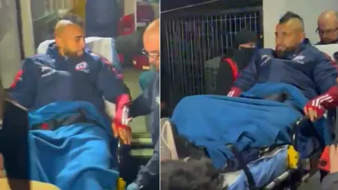 Arturo Vidal salió en camilla desde el Estadio Monumental